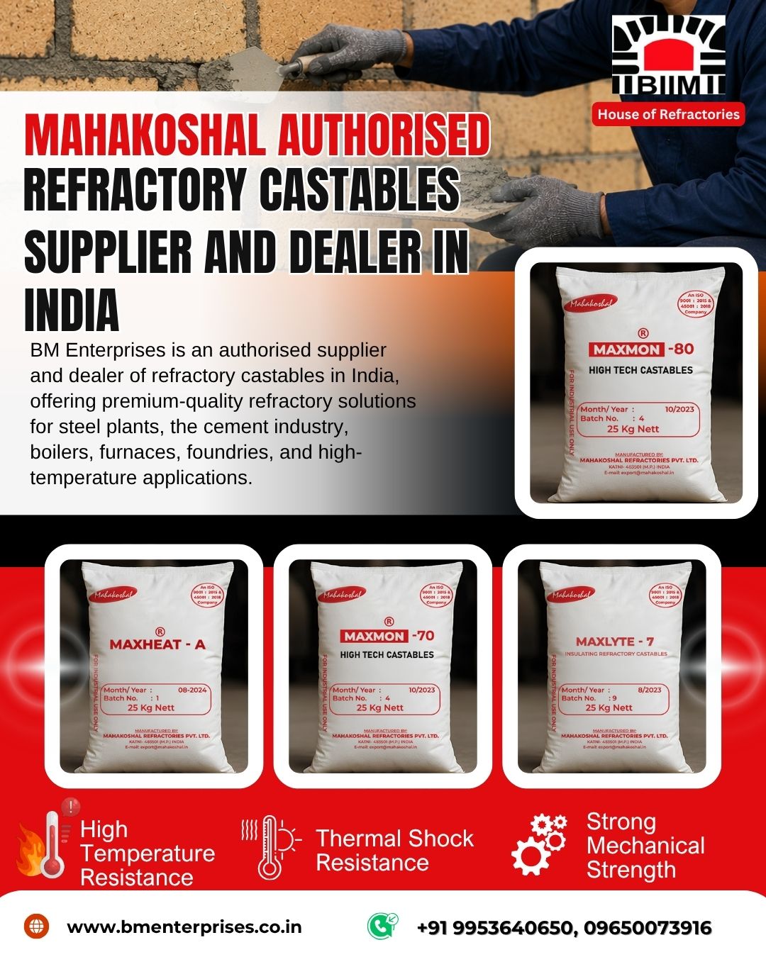 Authorised Refractory Castables Supplier And Dealer In India 17797901400