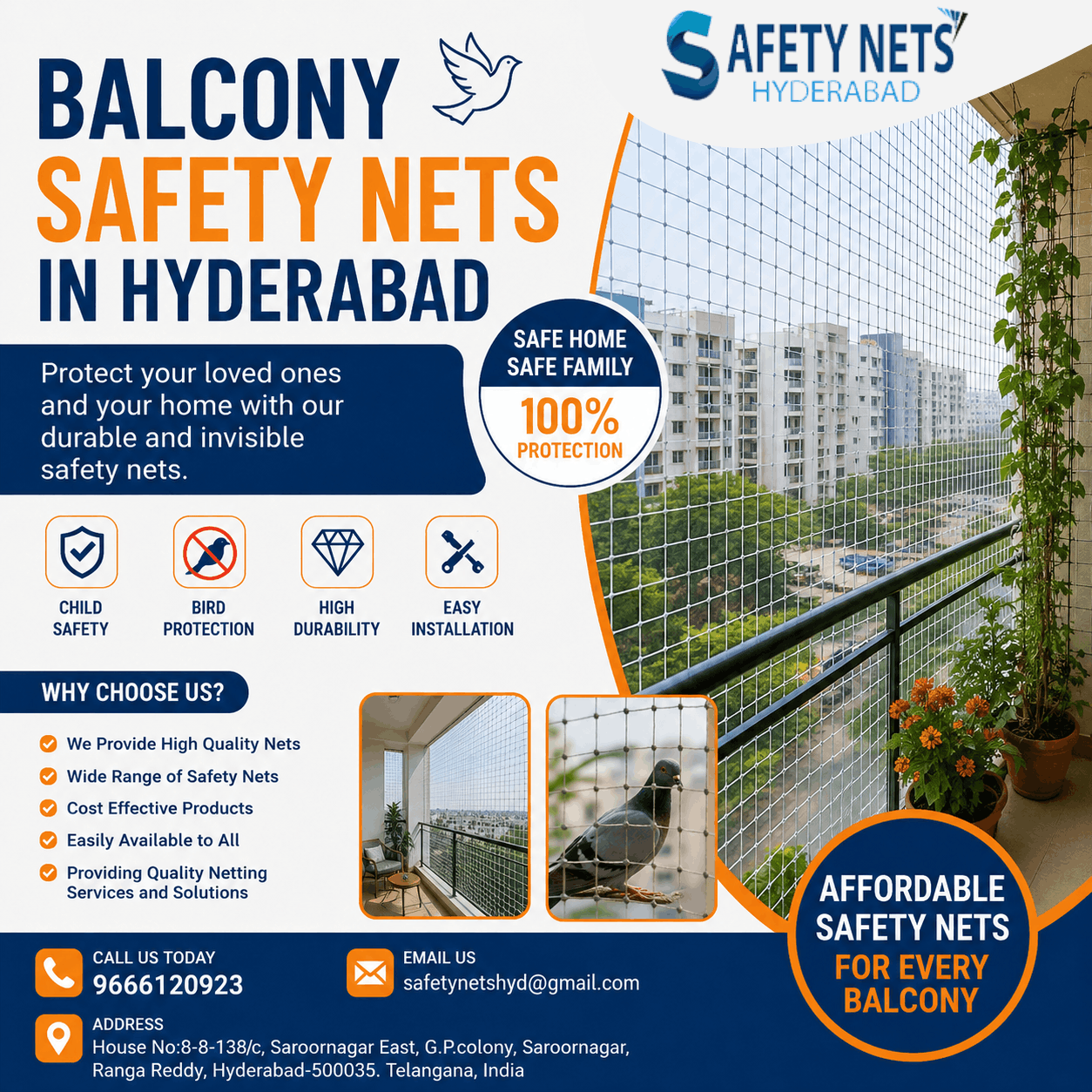 Balcony Safety Nets In Hyderabad   Shiva Enterprises 17830539414