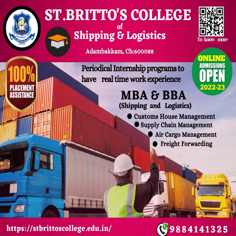 Bba Shipping And Logistics College In Chennai Stbrittos College 16547554164