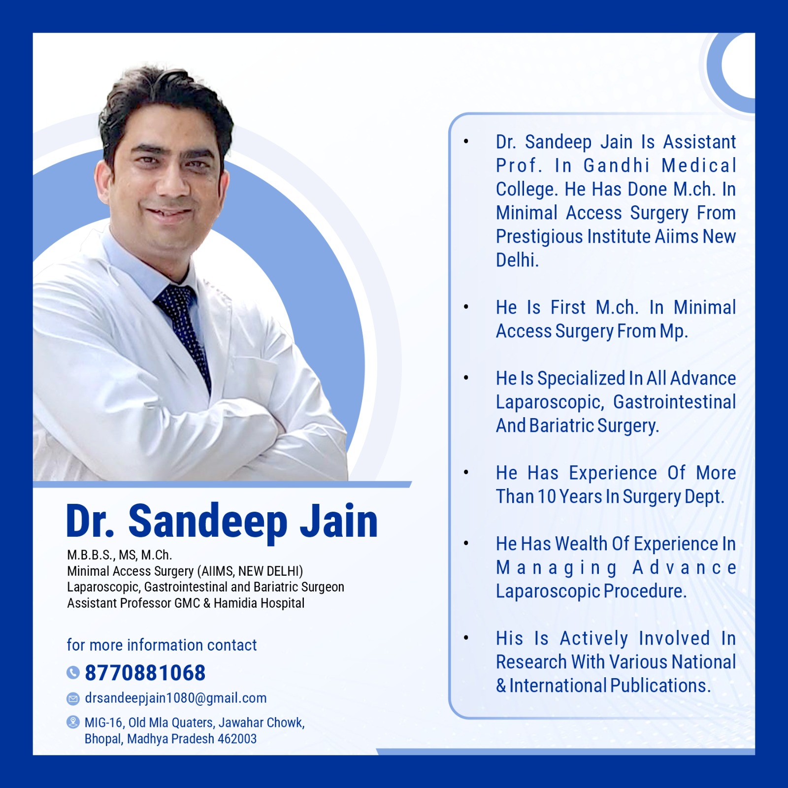 Best Laparoscopic Surgeon In Bhopal Dr Sandeep Jain 17140209965