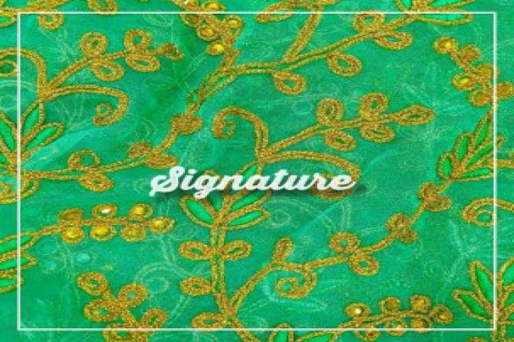 Buy Kelly Green Organza Fabric With Thread 3853890