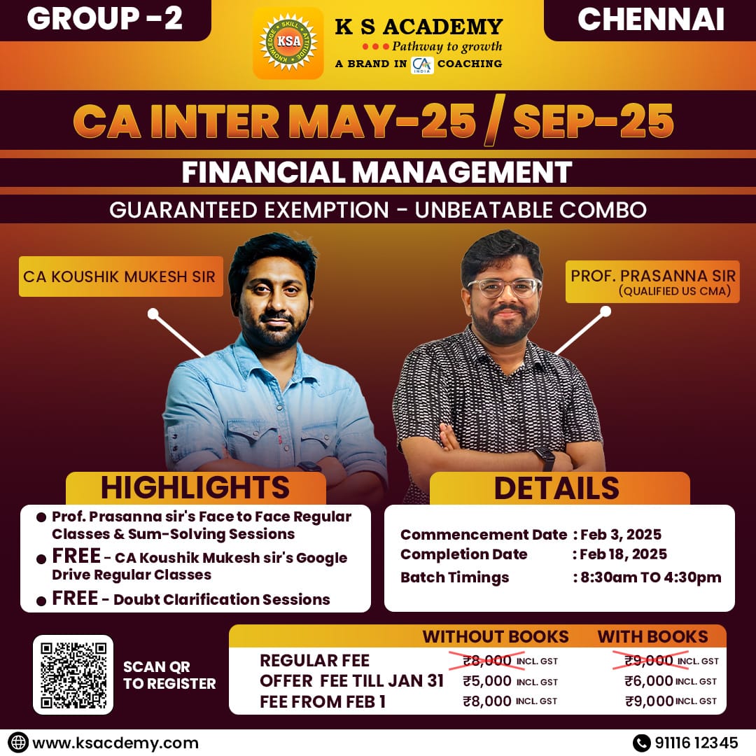 Ca Intermediate Coaching Classes In Mumbai India Ks Academy Mumbai 17381333372