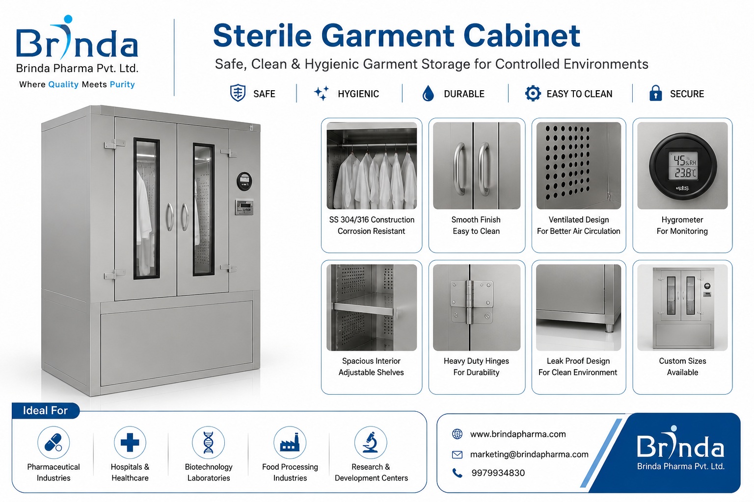 Cleanroom Sterile Garment Cabinet Supplier India 17806390994