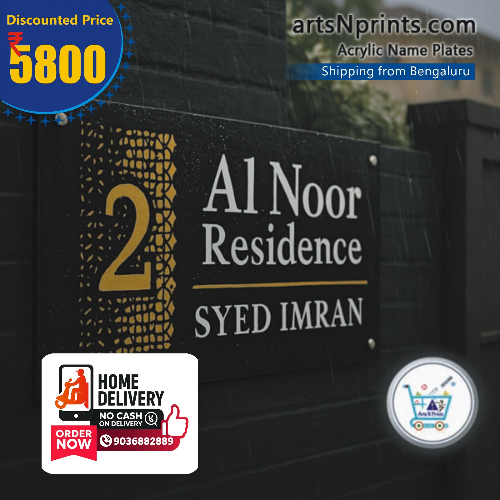 Exclusive Black Acrylic Name Plate For Luxury Homes 17695235042