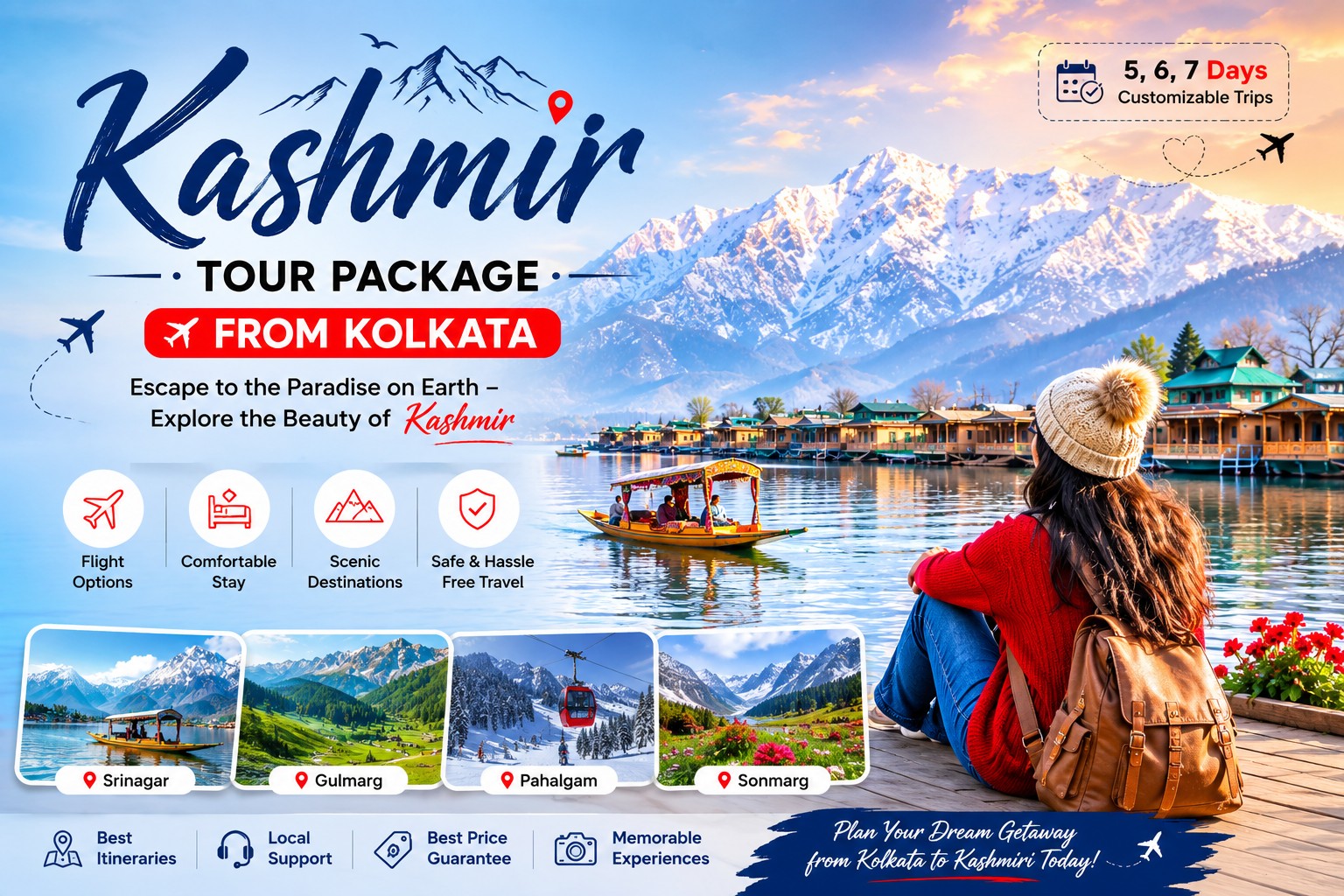 Kashmir Tour Package From Kolkata With Houseboat Stay 17866900835