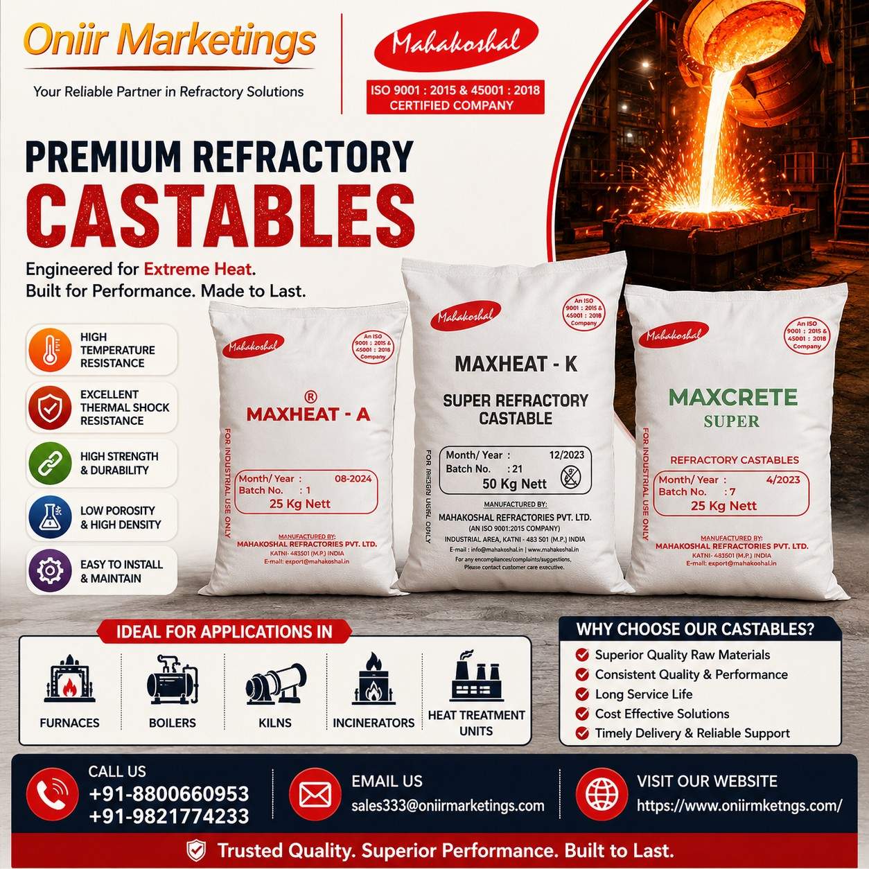 Premium Refractory Castables Maxheatk Maxheat A And Maxcrete Super 17794516995