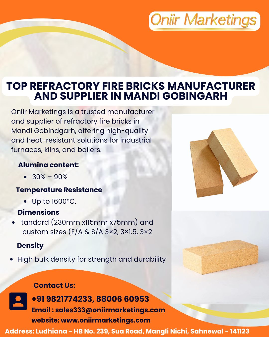 Top Fire Bricks Supplier And Manufacturer In Mandi Gobindgarh 17622494940