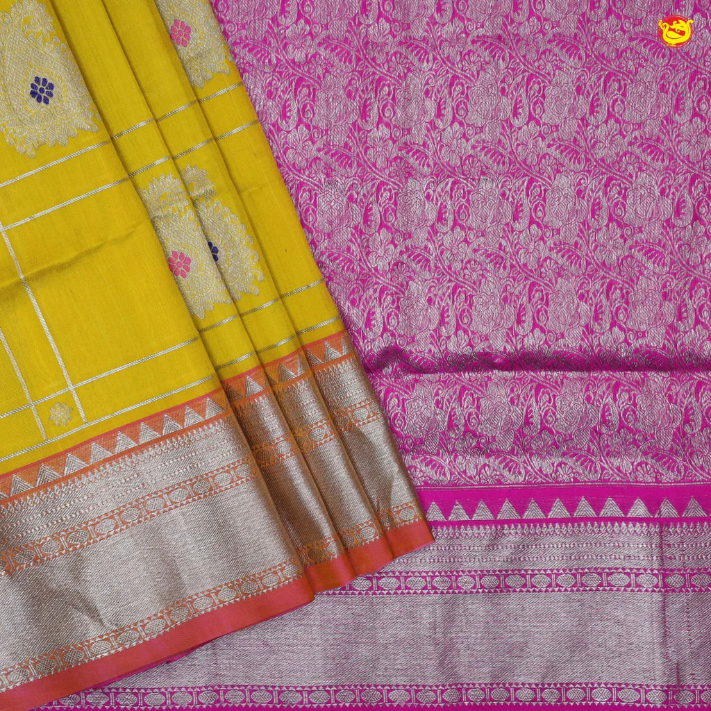 Yellow With Pink Venkatagiri Soft Silk Saree At Theni Anantham 17586964707
