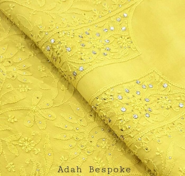 Adah Bespoke-hand embroidered Chikankari mulmul cotton suits