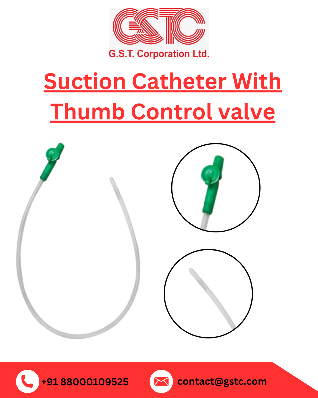 Easy-use suction catheter with thumb control for clinics