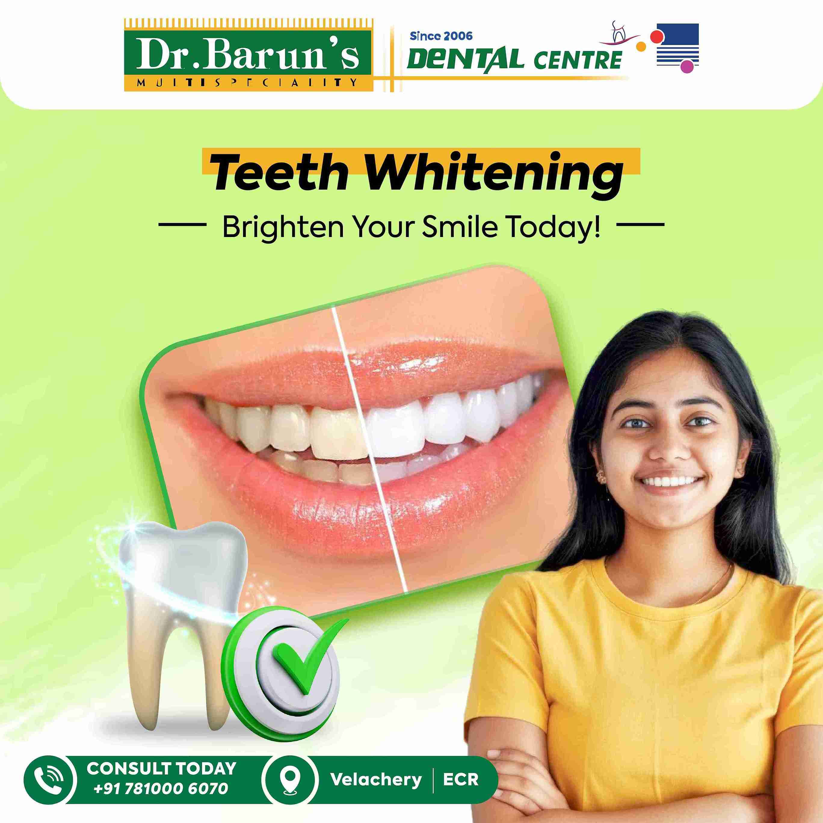 Get a dazzling smile with teeth whitening at dr baruns dental centre