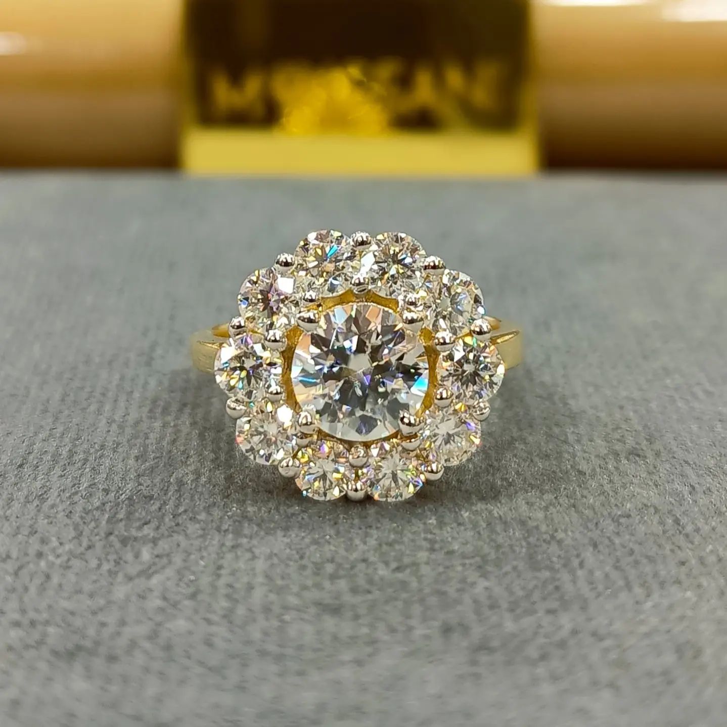 Gold Ring  Moissanite Round Shape