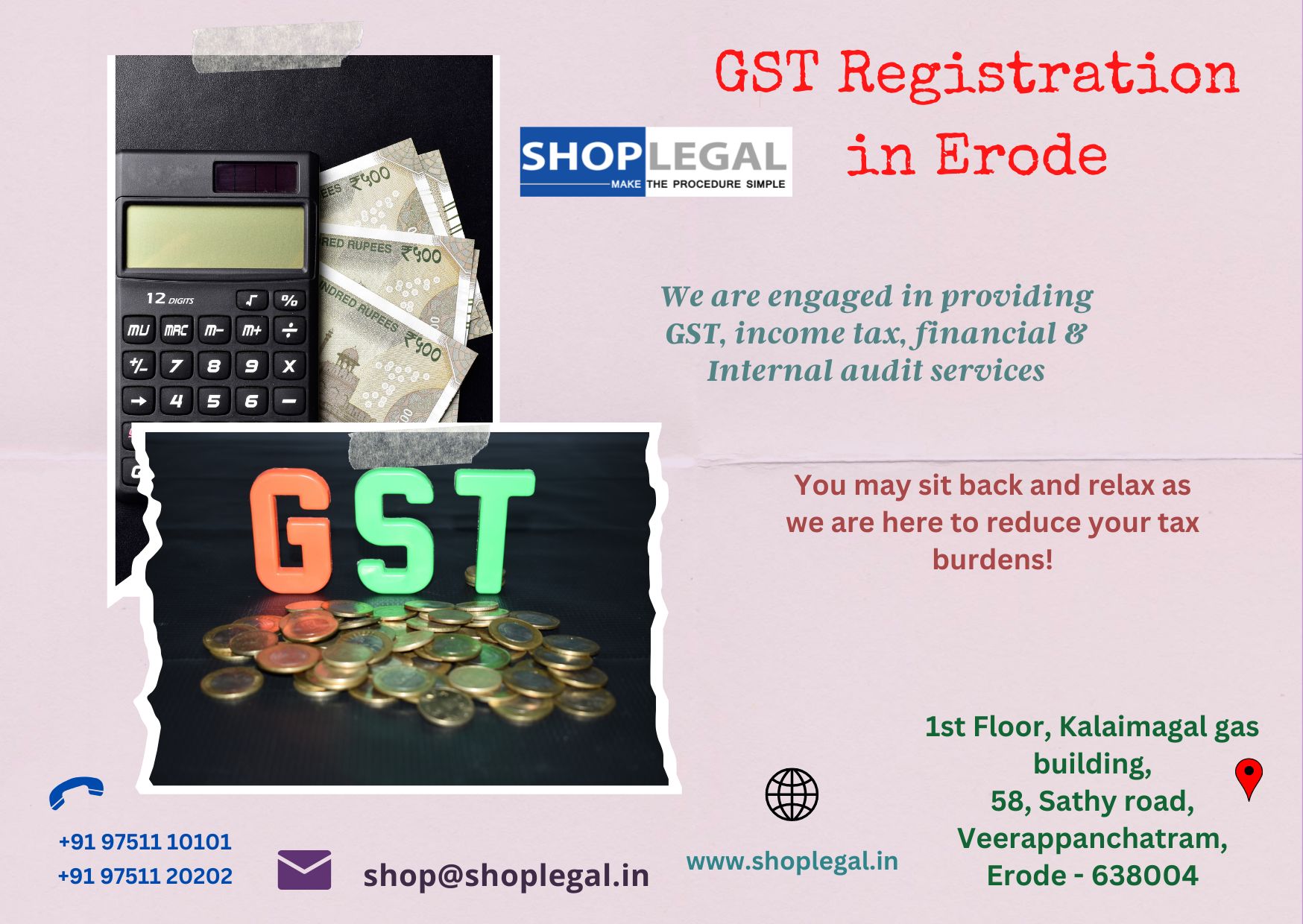 GST registration in Erode by Online GST Filing at ShopLegal