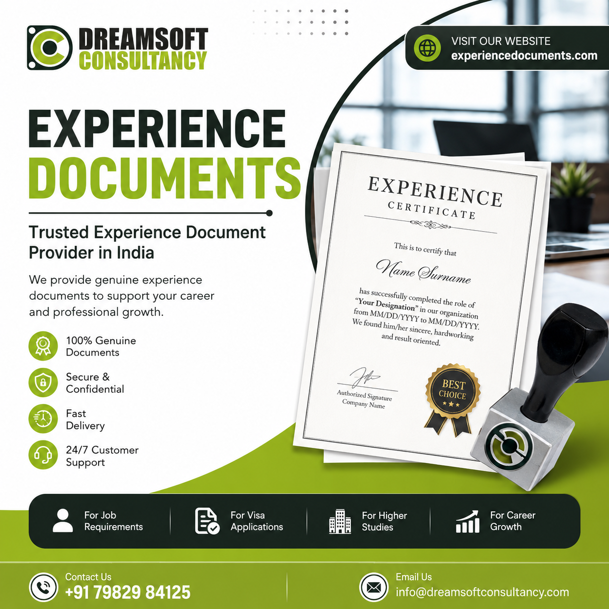 Gurgaon experience certificate company hr verified career documents