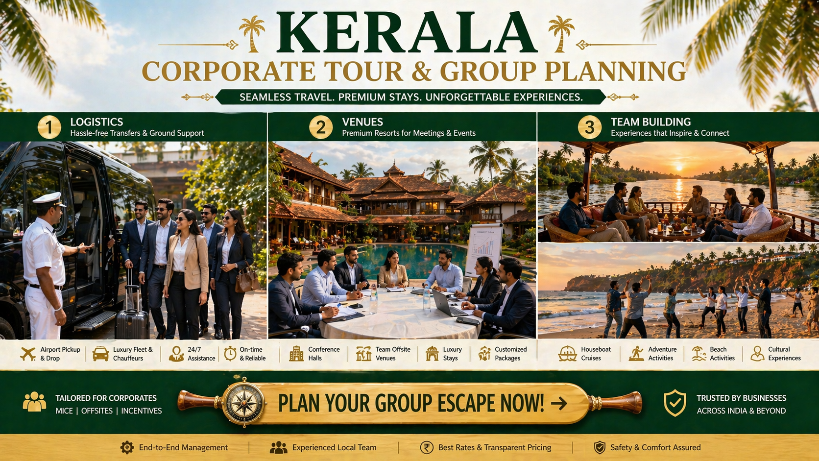 Kerala corporate tour and group package planning services