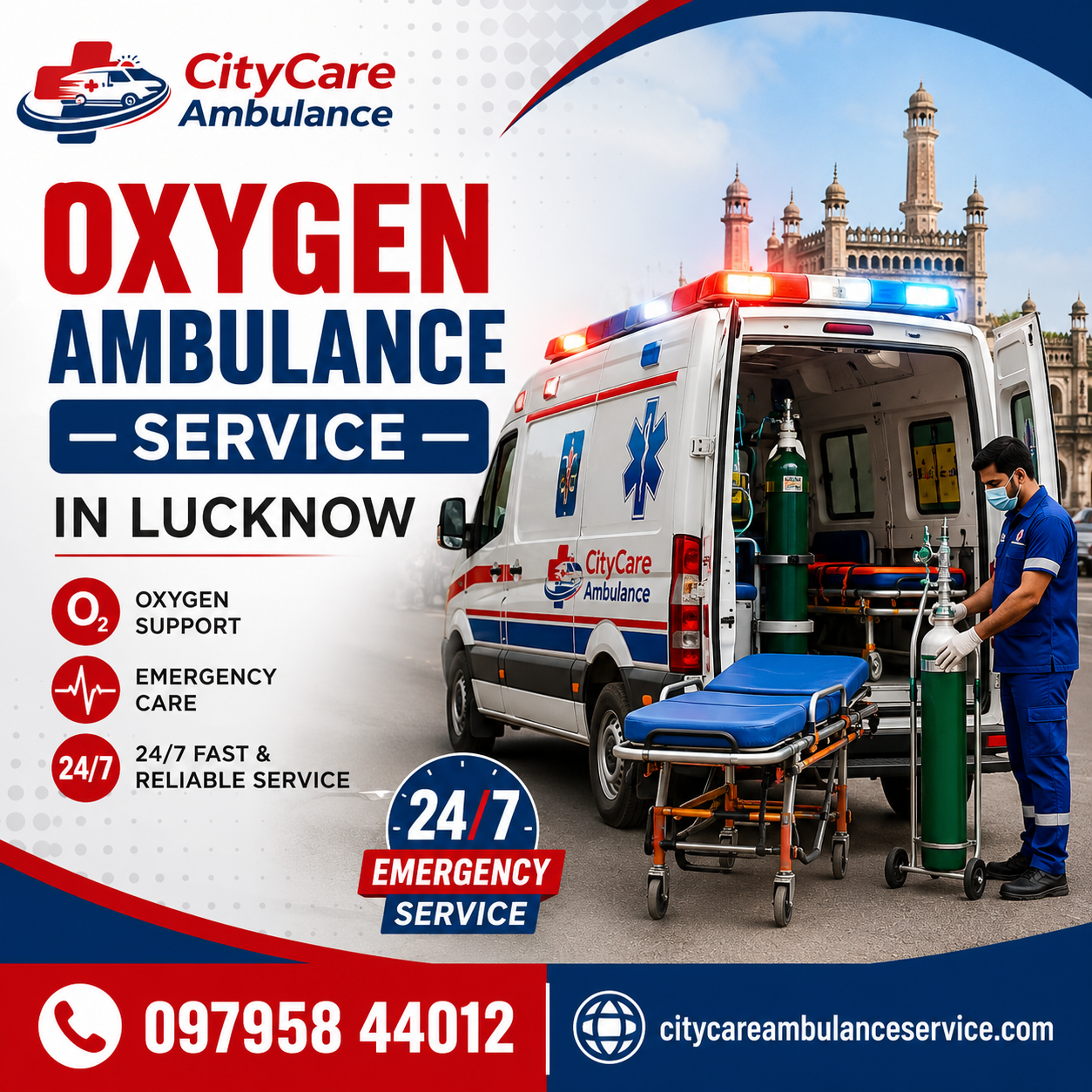 Oxygen ambulance service in lucknow - city care ambulance service