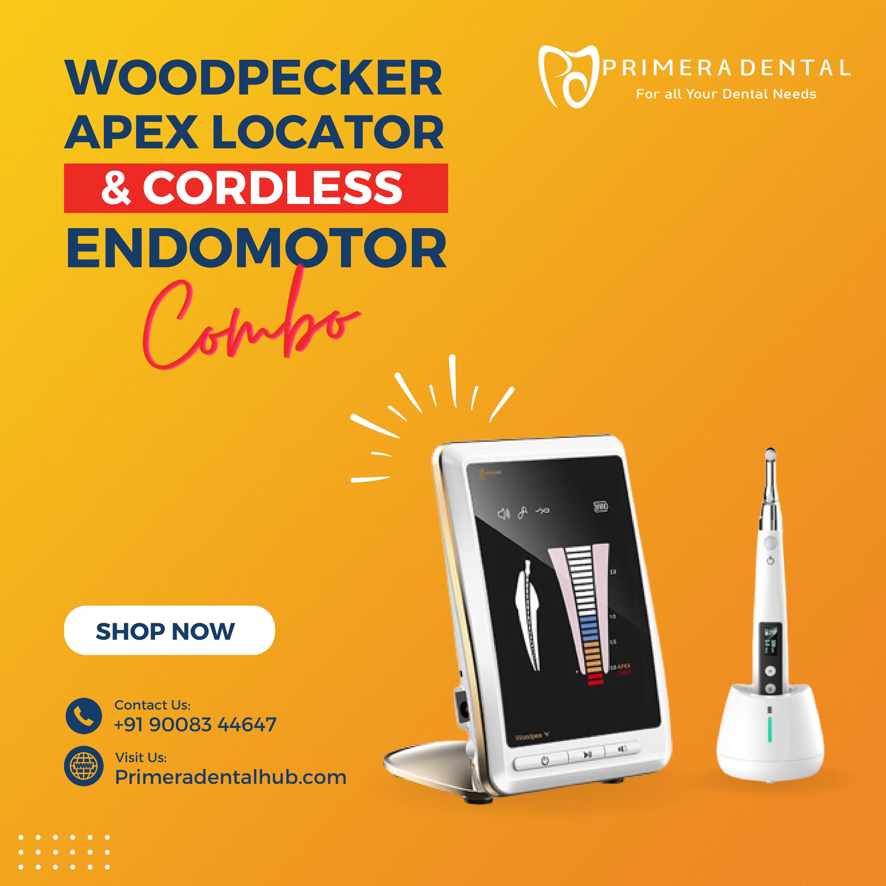 Primera dental hub apex locator and cordless endo motor woodpecker