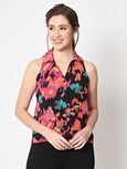 Printed black shirt style top