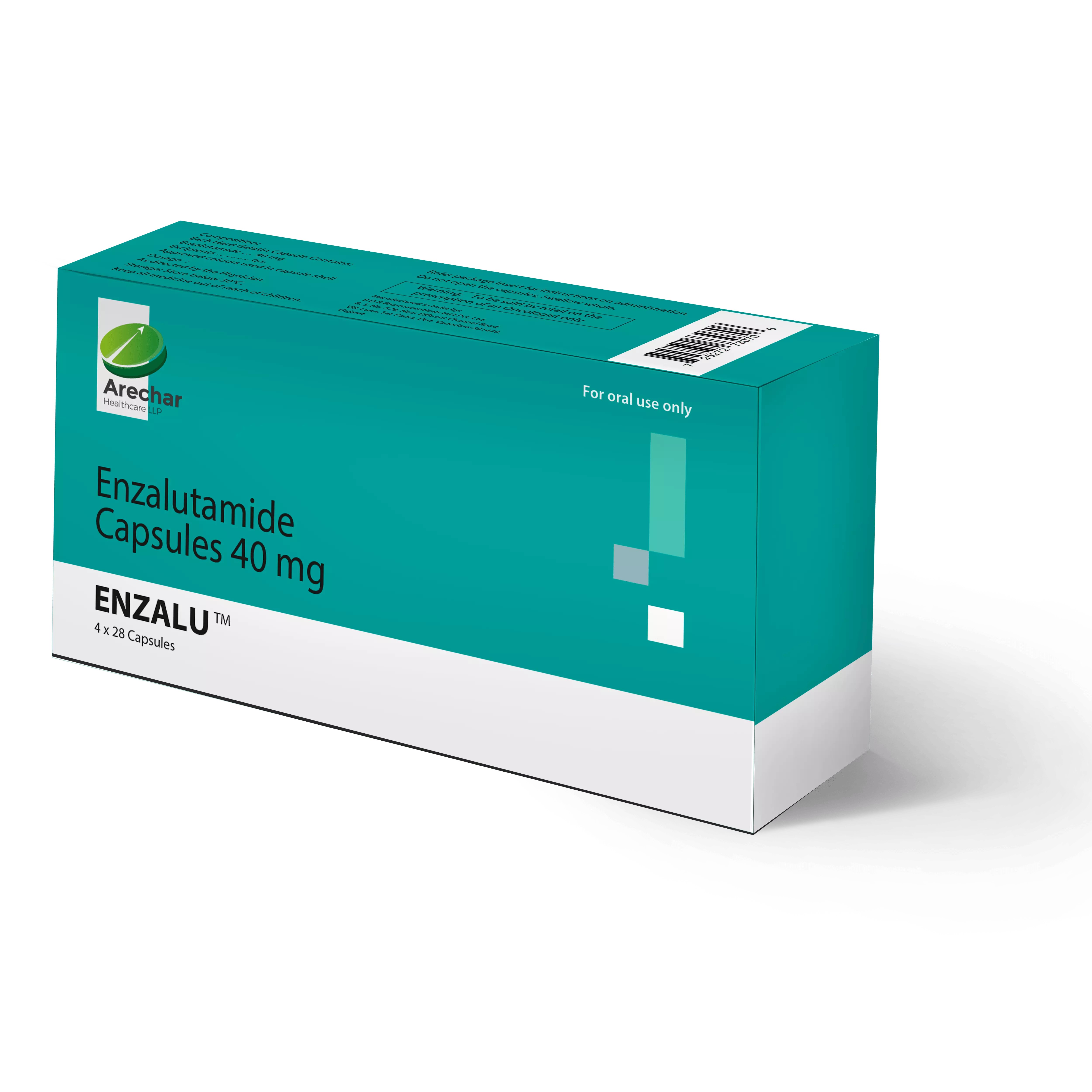 Prostate cancer treatment using enzalutamide capsule