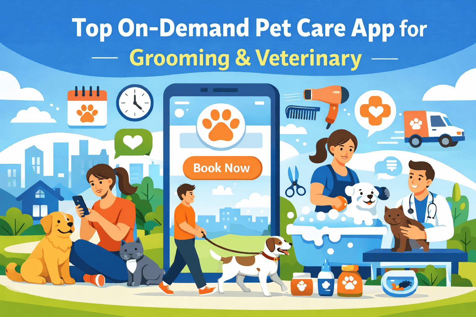 Top on-demand pet care app for grooming and veterinary