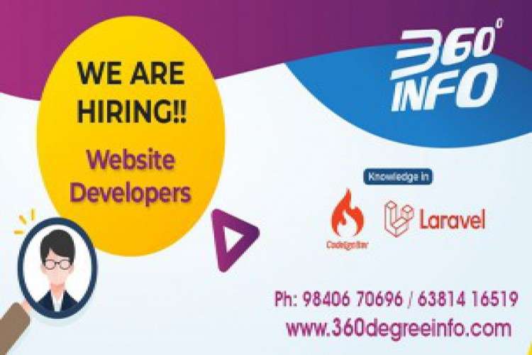 We are hiring for a Web PHP laravel or Codeigniter developer