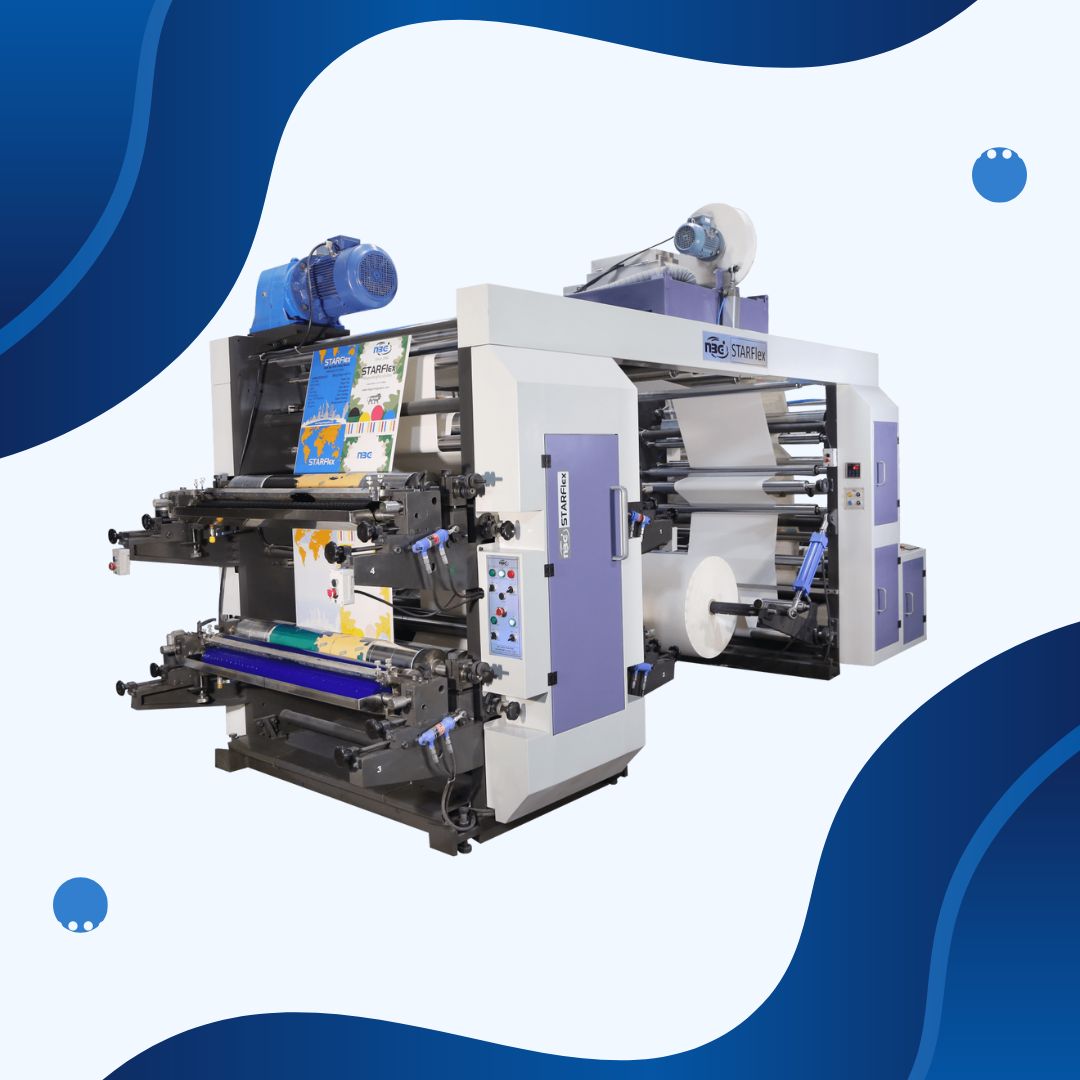 Wide web flexo printing machine stack type