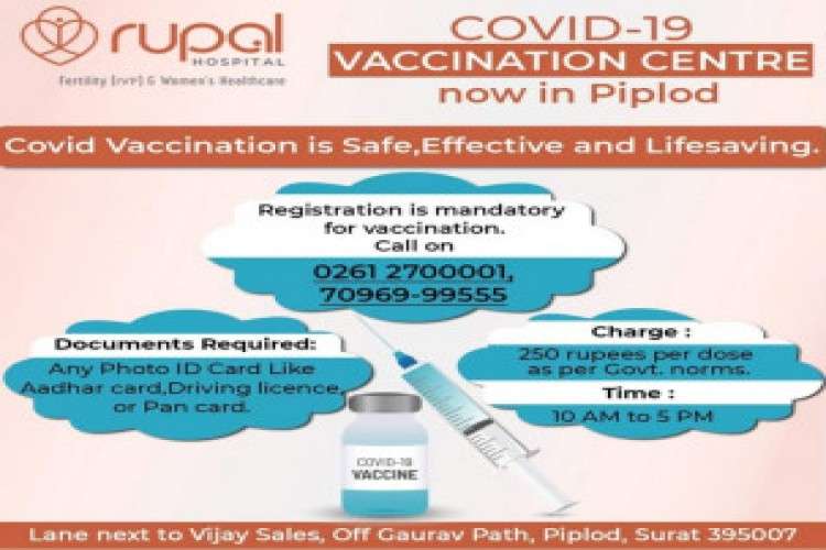 Covid vaccination as per government guidance at rupal hospital surat